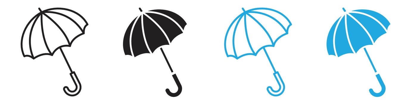 Umbrella icon depicting weather protection and preparedness, ideal for weather forecasts, outdoor activities, and travel gear vector