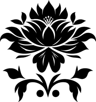 decorative Floral design Silhouette Motif Pattern, Flower design elements silhouette pattern black and white, decorative Botanical Flourish Silhouette pattern illustration vector