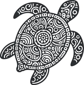 turtle mandala for the coloring page Silhouette pattern illustration art on White Background vector