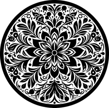 round geometrical shape decorative Floral design Silhouette Motif Pattern, round shape Flower design elements silhouette pattern black and white vector