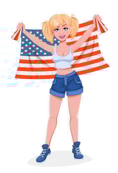 Happy President's day. Beautiful girl vector