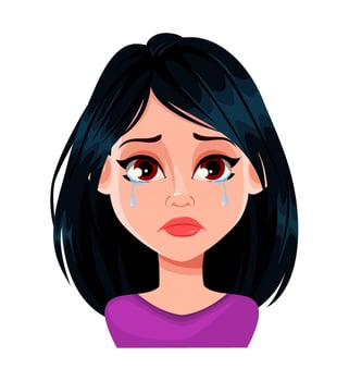 Face expression of beautiful woman with dark hair vector