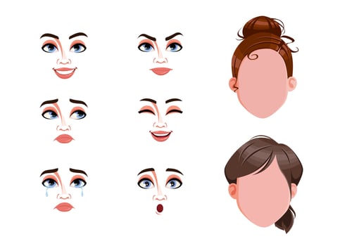 Different female emotions set vector
