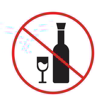 Prohibited alcohol consumption notice designating an alcohol-free zone vector