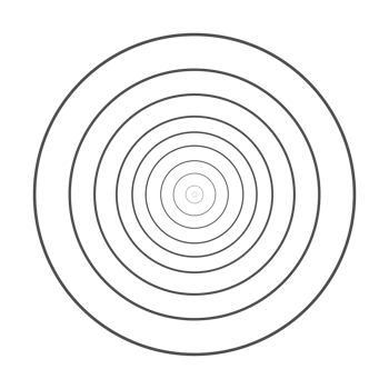 Concentric grey color circle elements with a transparent background. Circle spin target, Radio station signal, or Center minimal radial ripple line outline abstractionism. png