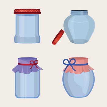 Jars set. Glass jar for jams vector
