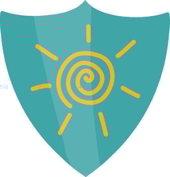 A shield with a sun on it vector