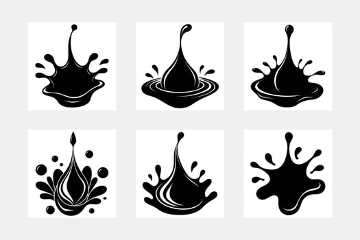 oil drops. Dripping machine oil, liquid, paint, splash ink, stain, spill, current drop and splash isolated vector