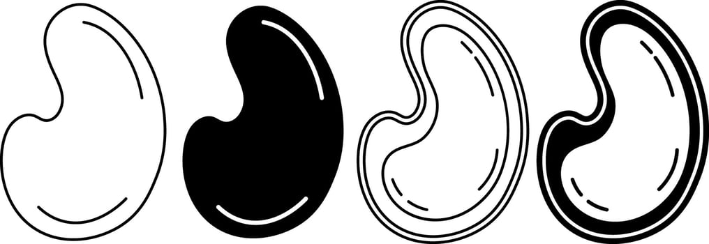 outline silhouette cashew seeds icon set vector