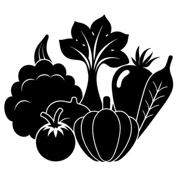 vegetables black silhouette illustration vector