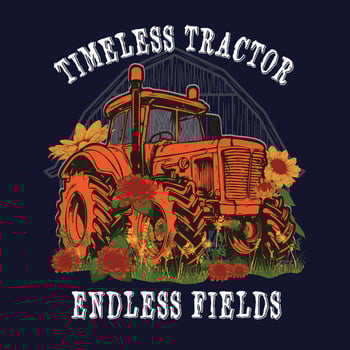 Vintage Tractor Sunflower Field T-shirt Design vector