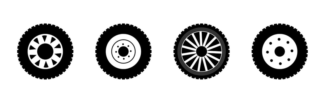 Different Types Car Tyres Alloy Wheels illustration vector