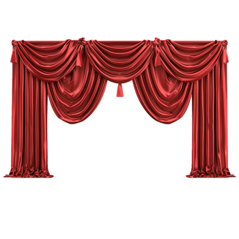 realistic red velvet open curtains png