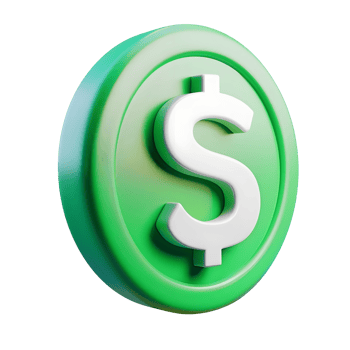 3d Green Dollar Sign Icon isolated on transparent background png