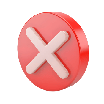 Cancel cross icon isolated on transparent background png