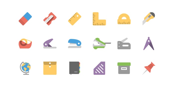 Office Supplies. Set of business and office icons. vector