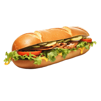 Philly Cheesesteak Submarine sandwich against transparent background png