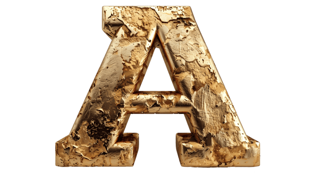 gold letter A on a transparent background png