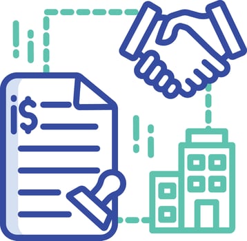 Corporate Contract outline color illustration vector