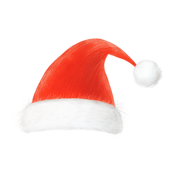 Cheerful Santa Claus hat with fluffy white trim and pom-pom, perfect for holiday-themed projects and decorations. png