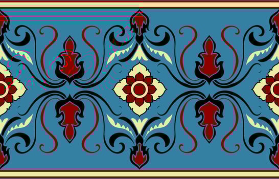 ethnic tribal pattern blue background red pattern vector