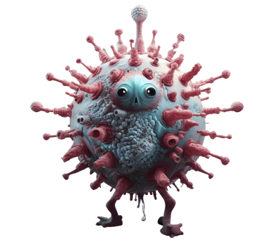 Virus close up view virus isolated virus transparent background cancer cell monster virus 3d rendered corona virus png