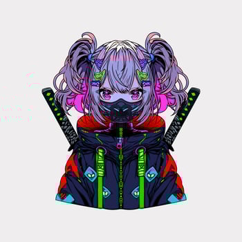 cyberpunk girl anime illustration vector
