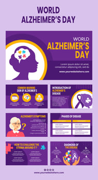 Alzheimer's Day Social Infographic Cartoon Hand Drawn Templates Background Illustration vector