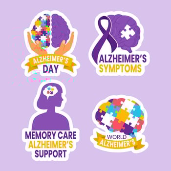 Alzheimer's Day Label Flat Cartoon Hand Drawn Templates Background Illustration vector