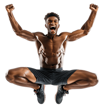 A happy athlete isolated on a transparent background, showing a joyful expression png