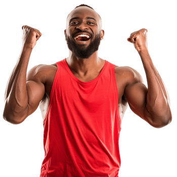 A happy athlete isolated on a transparent background, showing a joyful expression png