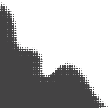 Dotted corner element. Noise gradient fade effect. Halftone grunge gradation shadow. Gritty shade border. Black wavy shape png