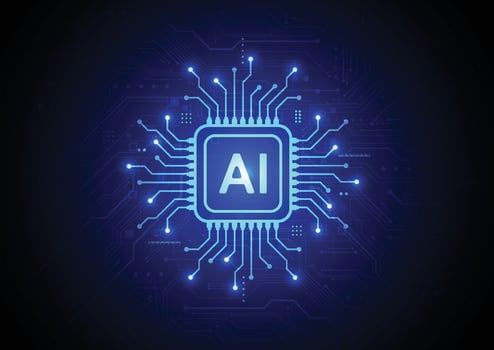 Artificial intelligence chipset on circuit board in futuristic concept technology artwork for web, banner, card, cover vector