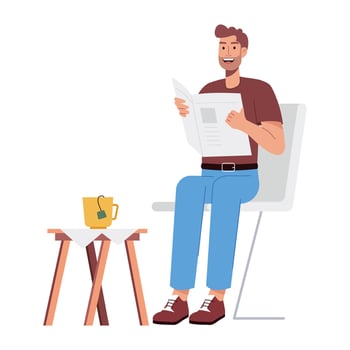 WebA flat style illustration of a man reading newspaper vector