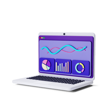 3d render white laptop with analytic screen illustration png