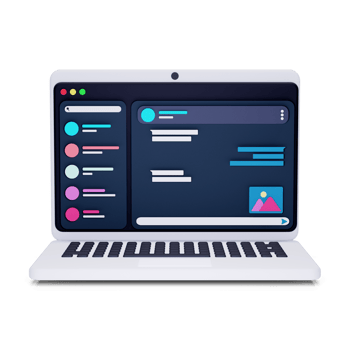 3d render white laptop with chatting screen illustration png