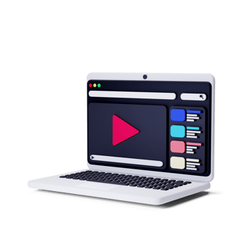 3d render white laptop with media player screen illustration png