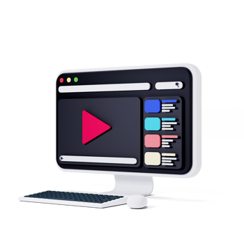3d render white desktop pc with media player screen illustration png