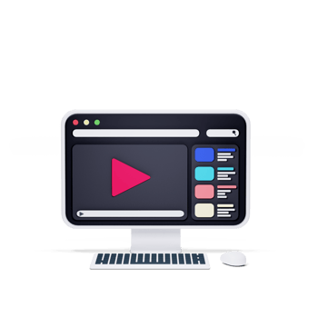 3d render white desktop pc with media player screen illustration png
