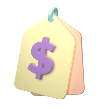 3d render of a price tag icon on transparent background png