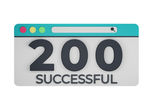 HTTP Two Hundred Successful Status Code with Transparent Background 3d Illustration png