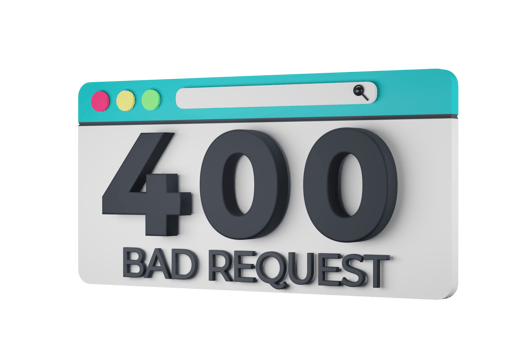 HTTP Four Hundred Bad Request Status Code with Transparent Background 3d Illustration png