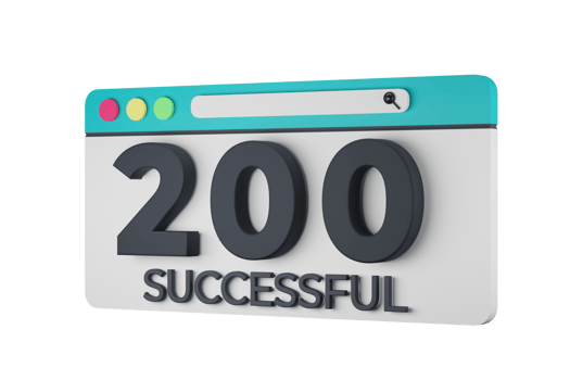 HTTP Two Hundred Successful Status Code with Transparent Background 3d Illustration png