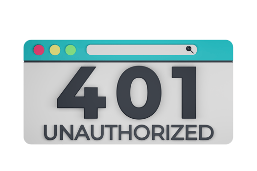 HTTP Four Hundred One Unauthorized Status Code with Transparent Background 3d Illustration png