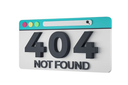 HTTP Four Hundred Four Not Found Status Code with Transparent Background 3d Illustration png