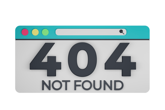 HTTP Four Hundred Four Not Found Status Code with Transparent Background 3d Illustration png