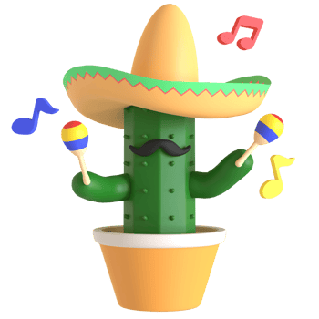 3d render cactus cinco de mayo illustration on transparent background png