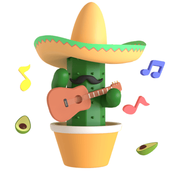 3d render cactus cinco de mayo illustration on transparent background png