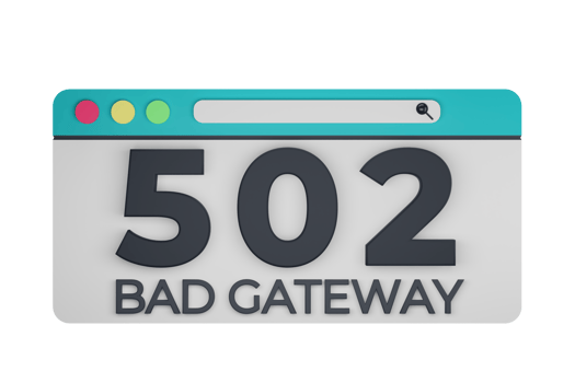 HTTP Five Hundred Two Bad Gateway Status Code with Transparent Background 3d Illustration png
