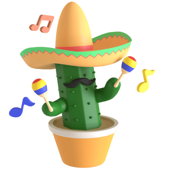 3d render cactus cinco de mayo illustration on transparent background png